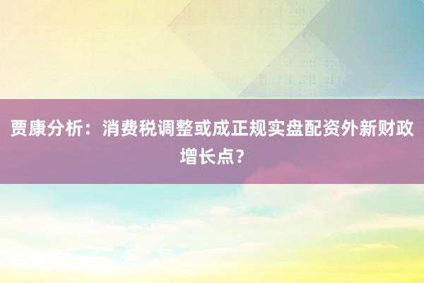 贾康分析：消费税调整或成正规实盘配资外新财政增长点？