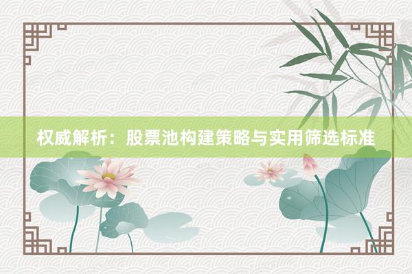 权威解析：股票池构建策略与实用筛选标准