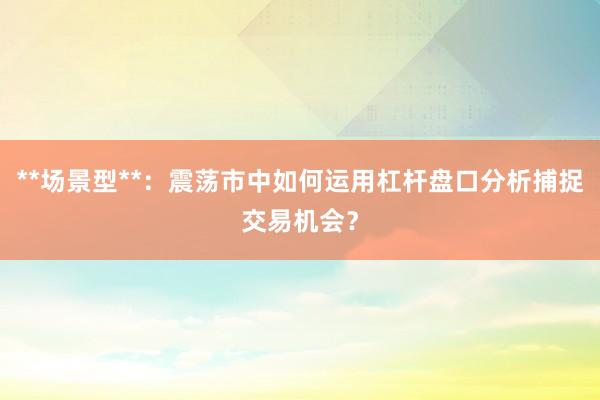 **场景型**：震荡市中如何运用杠杆盘口分析捕捉交易机会？