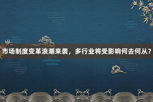 市场制度变革浪潮来袭，多行业将受影响何去何从？
