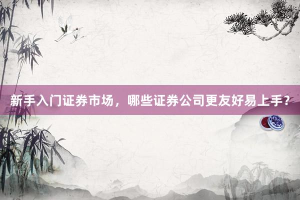 新手入门证券市场，哪些证券公司更友好易上手？