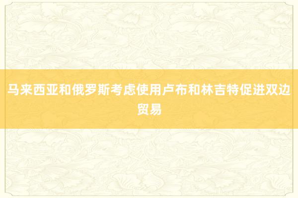 马来西亚和俄罗斯考虑使用卢布和林吉特促进双边贸易