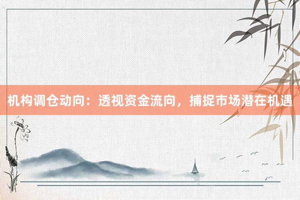 机构调仓动向：透视资金流向，捕捉市场潜在机遇