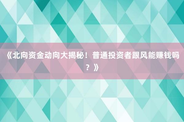 《北向资金动向大揭秘！普通投资者跟风能赚钱吗？》