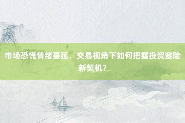 市场恐慌情绪蔓延，交易视角下如何把握投资避险新契机？