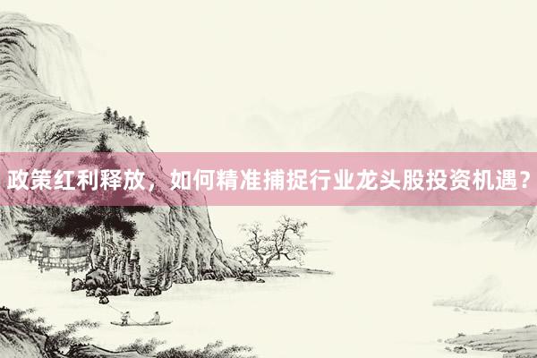 政策红利释放，如何精准捕捉行业龙头股投资机遇？