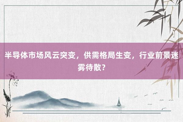 半导体市场风云突变，供需格局生变，行业前景迷雾待散？