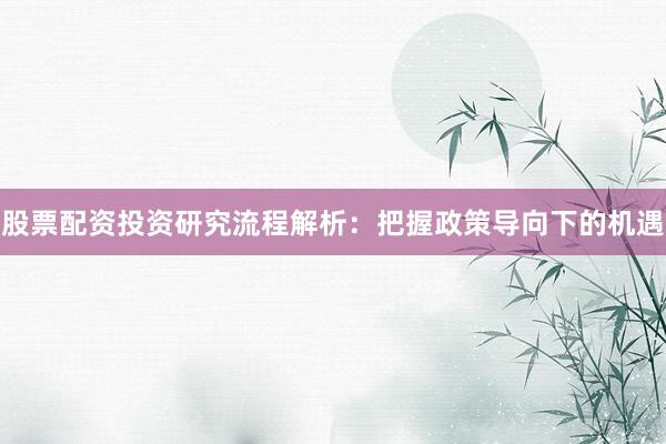 股票配资投资研究流程解析：把握政策导向下的机遇