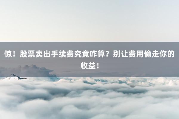 惊！股票卖出手续费究竟咋算？别让费用偷走你的收益！