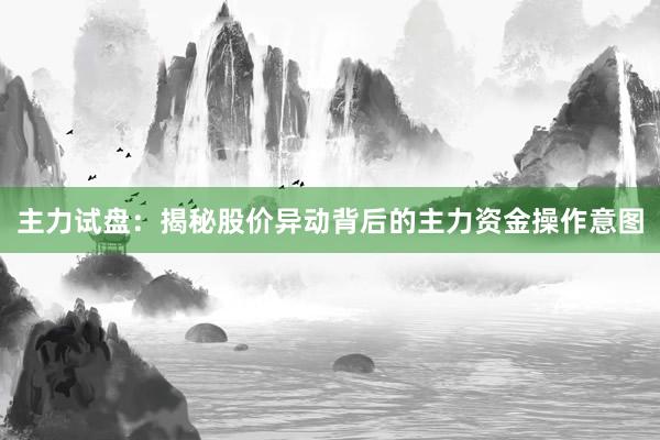 主力试盘：揭秘股价异动背后的主力资金操作意图
